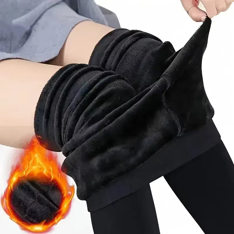 Winter Pearl Velvet Fleece Tights for Women Thickened Fleece Lined Leggings for Warmth and Cold Weather Comfort