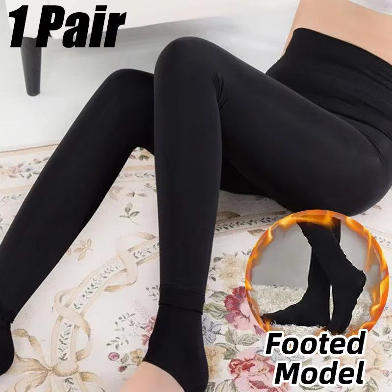 Winter Pearl Velvet Fleece Tights for Women Thickened Fleece Lined Leggings for Warmth and Cold Weather Comfort