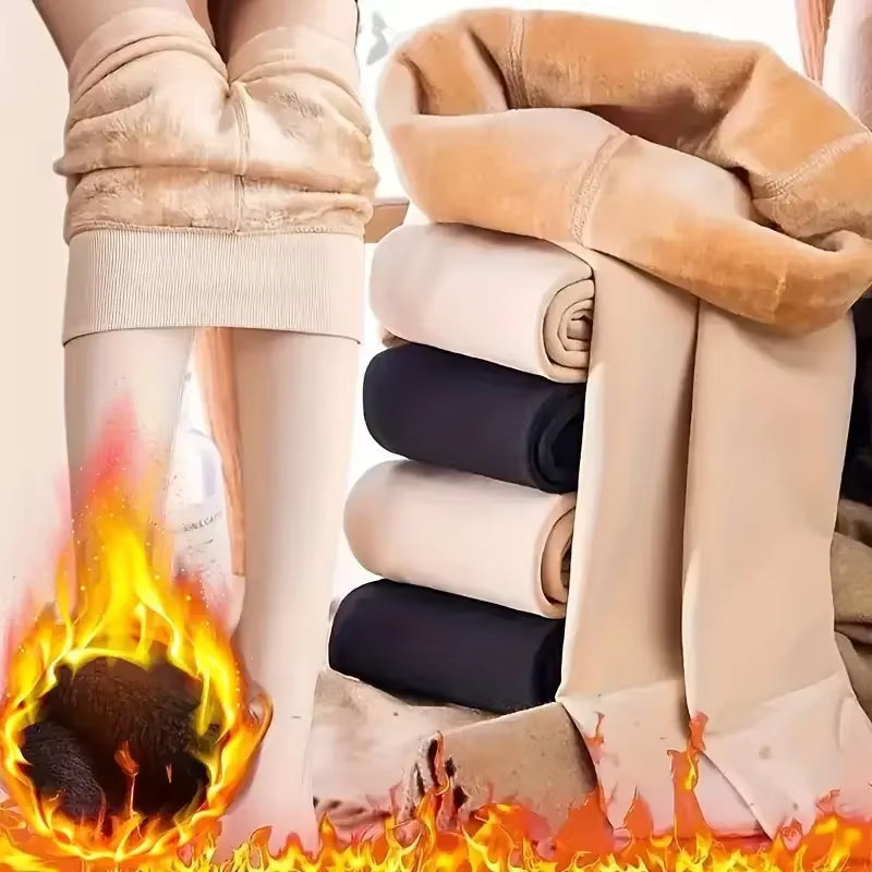 Winter Pearl Velvet Fleece Tights for Women Thickened Fleece Lined Leggings for Warmth and Cold Weather Comfort