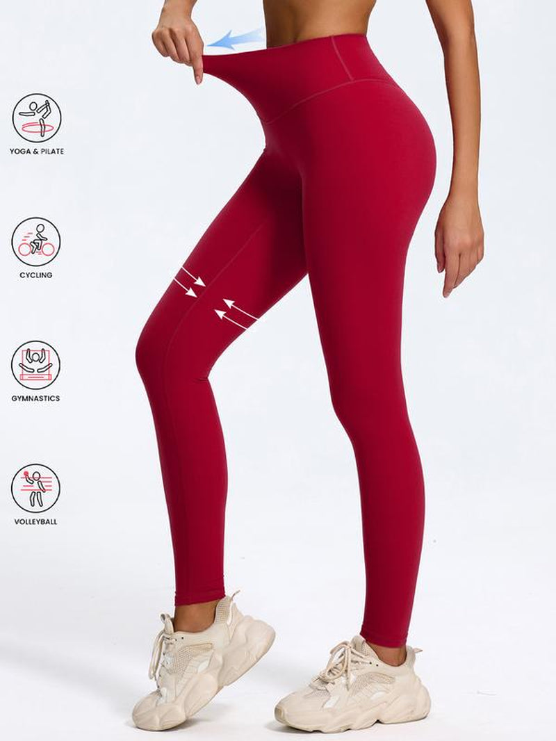 Women'S Solid Color Workout Leggings, Breathable & Comfortable Yoga Pants for Gym & Workout