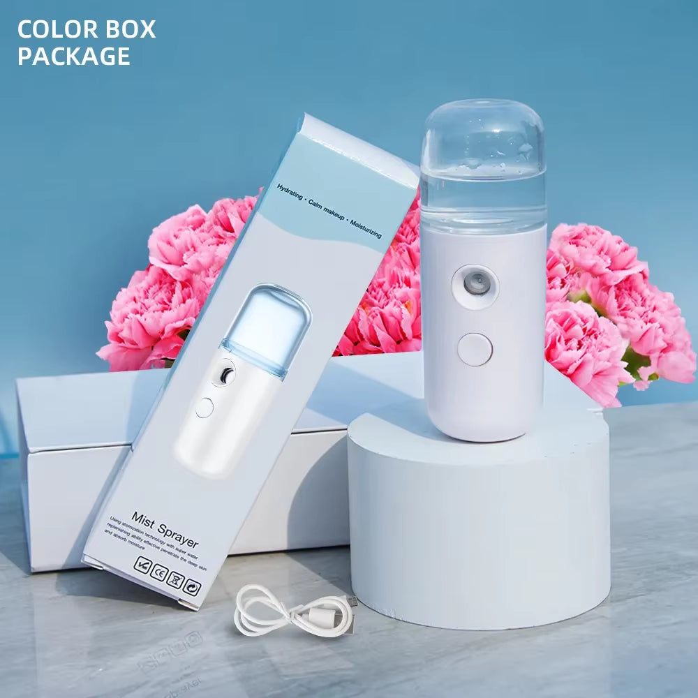 Portable Rechargeable Small Facial Steamer 30Ml Mini Humidifier Home Wireless Nano Personal Face Hydrat Sprayer Cool Mist Maker